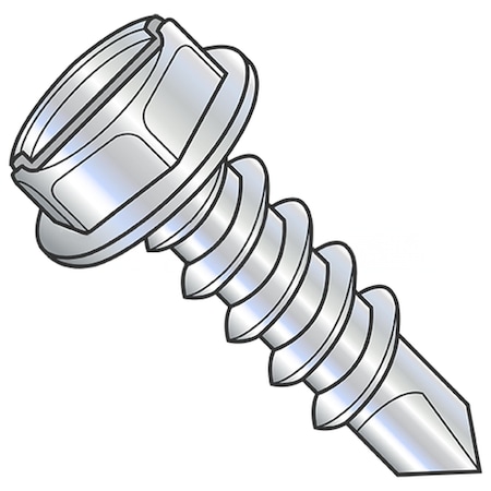 Usa Industrials Self-Drilling Screw, #14 x 2 in, Zinc Plated Steel Flange Hex Head External Hex Drive BULK-SCRW-12159